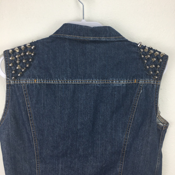 Forever 21 Womens M Blue Denim Cut Off Jean Jacket - Picture 4 of 11